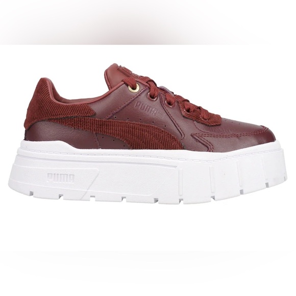 Puma Shoes - Puma Burgundy Red Mayze Stack Edgy Cord Platform Sneakers women’s size 8